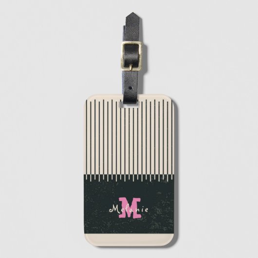 Abstract minimal style sketched trendy Monogram ラゲッジタグ (正面縦)