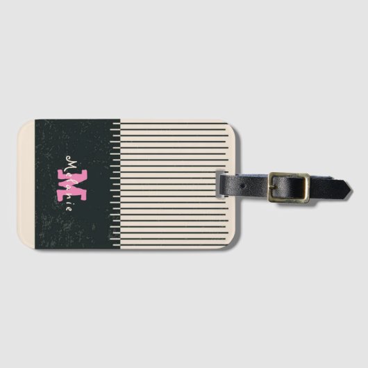 Abstract minimal style sketched trendy Monogram  ラゲッジタグ (正面横)