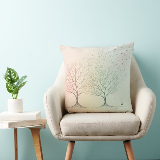 Abstract Minimal Tree of Life Pillow Pastel クッション (椅子)