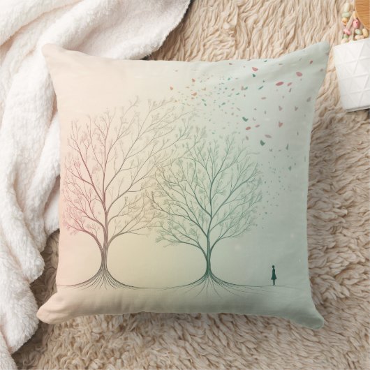 Abstract Minimal Tree of Life Pillow Pastel クッション (ブランケット)