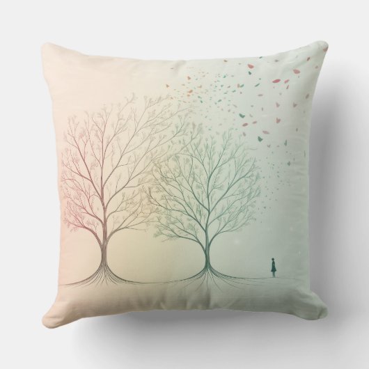 Abstract Minimal Tree of Life Pillow Pastel クッション (裏面)