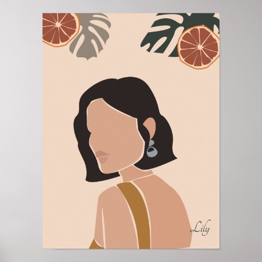 Abstract Minimal Woman Boho Chic Art Poster ポスター (正面)
