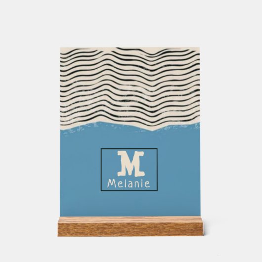 Abstract minimalist artistic lines Monogram アクリルサイン (正面)