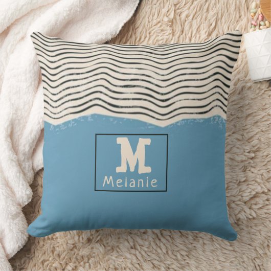 Abstract minimalist artistic lines Monogram クッション (ブランケット)