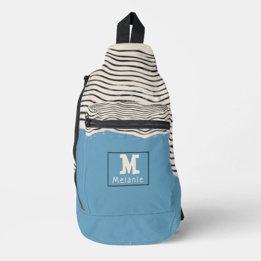 Abstract minimalist artistic lines Monogram スリングバッグ (正面)