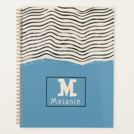 Abstract minimalist artistic lines Monogram プランナー手帳 (正面)