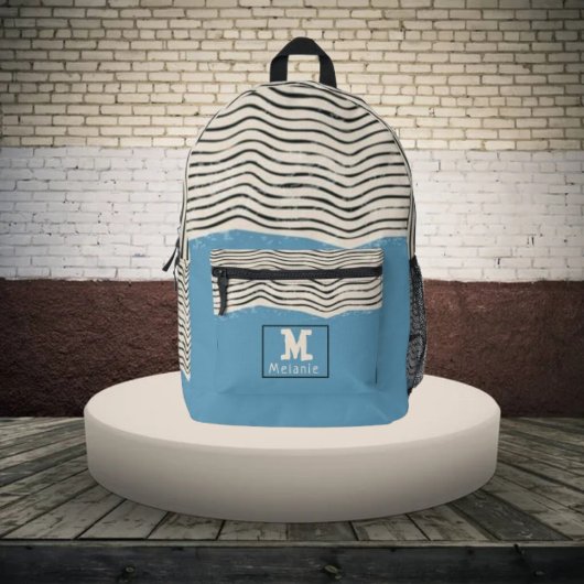 Abstract minimalist artistic lines Monogram プリントバックパック