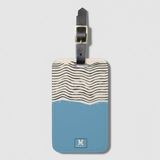 Abstract minimalist artistic lines Monogram ラゲッジタグ (正面縦)