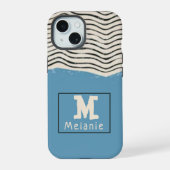 Abstract minimalist artistic lines Monogram iPhone 15ケース (裏面)