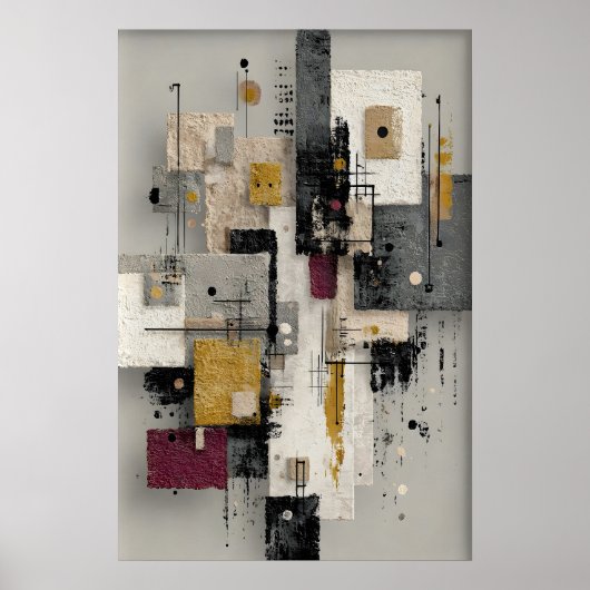 Abstract Minimalist Brushstroke Print, Printable ポスター (正面)