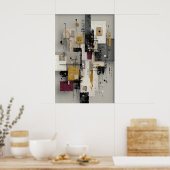 Abstract Minimalist Brushstroke Print, Printable ポスター (キッチン)