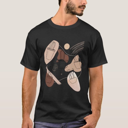 Abstract Minimalist Cactus  Aesthetic Boho Cactus  Tシャツ (正面)