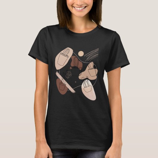 Abstract Minimalist Cactus Aesthetic Boho Cactus Tシャツ (正面)