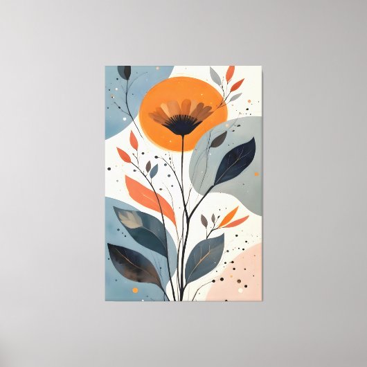 Abstract Minimalist Floral Botanical Art Illustrat キャンバスプリント (正面)