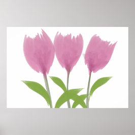 Abstract Minimalistic Watercolor Tulips Flowers ポスター