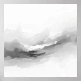 Abstract Misty Landscape Art Poster | Ethereal Gre ポスター