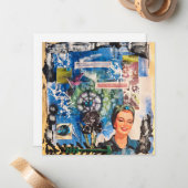 Abstract Mixed Media Collage ノートカード (正面/裏面インサイチュ)