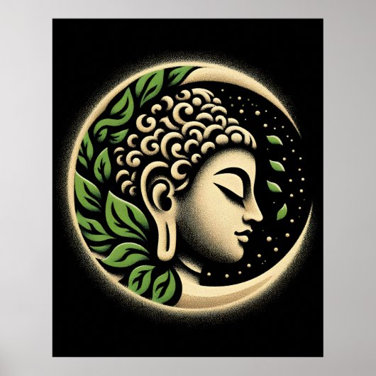 Abstract Modern Art | Calm Buddha Profile Portrait ポスター (正面)