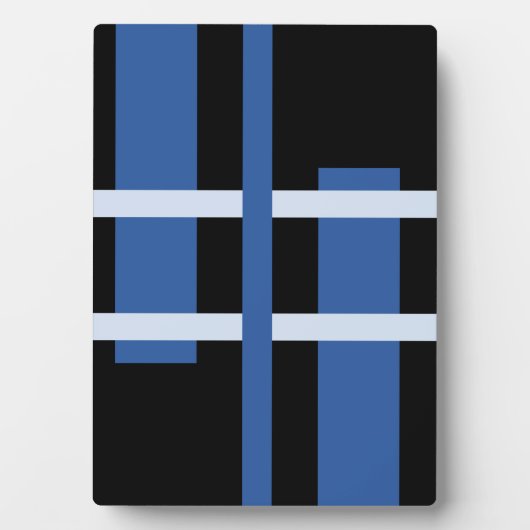 Abstract Modern Art Lines Blue Black フォトプラーク (正面)