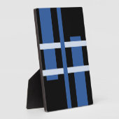 Abstract Modern Art Lines Blue Black フォトプラーク (側面)