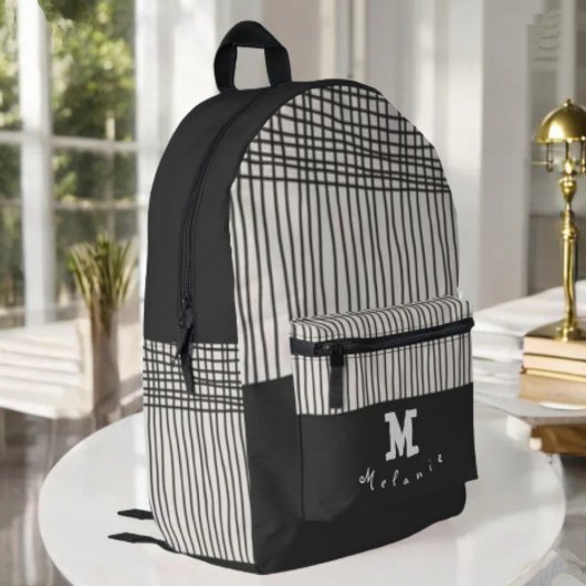 Abstract modern art minimal Monogram retro プリントバックパック