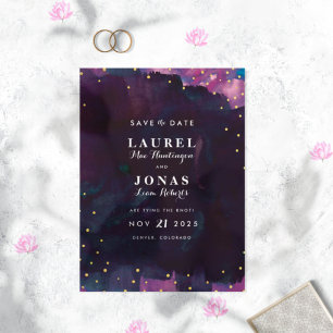 Abstract Modern Black Watercolor Save the Date セーブザデート