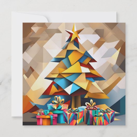 Abstract Modern Christmas Tree Flat Card (正面)