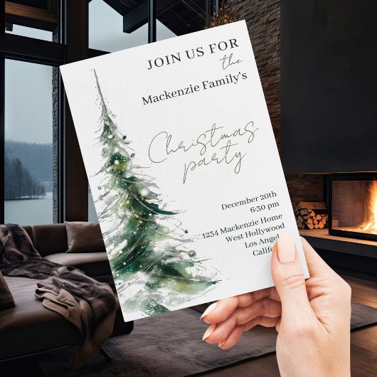  Abstract Modern Christmas Tree Party Invitation シーズンカード