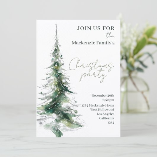  Abstract Modern Christmas Tree Party Invitation シーズンカード (スタンド正面)