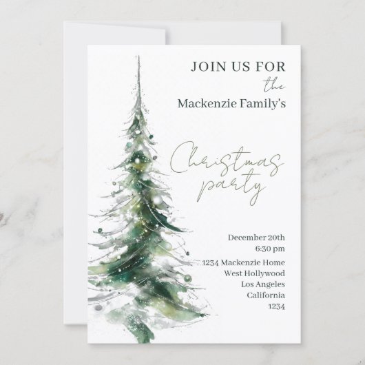  Abstract Modern Christmas Tree Party Invitation シーズンカード (正面)