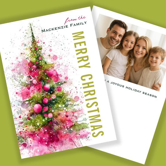 Abstract Modern Christmas Tree Photo Personalized シーズンカード