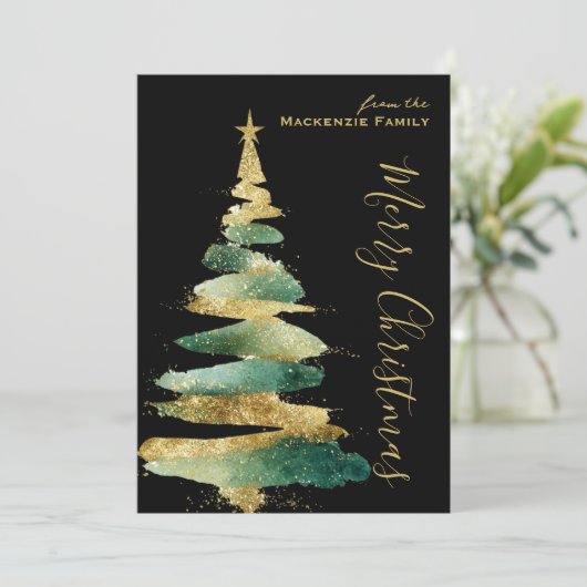 Abstract Modern Christmas Tree Photo Personalized シーズンカード (スタンド正面)