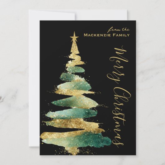 Abstract Modern Christmas Tree Photo Personalized シーズンカード (正面)