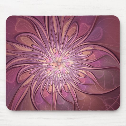 Abstract Modern Floral Fractal Art Berry Colors マウスパッド (正面)