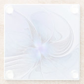 Abstract Modern Fractal Art Lavender Blue ガラスコースター (裏面)