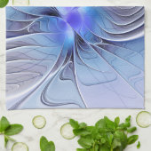 Abstract Modern Fractal Art Lavender Blue キッチンタオル (折り畳み)