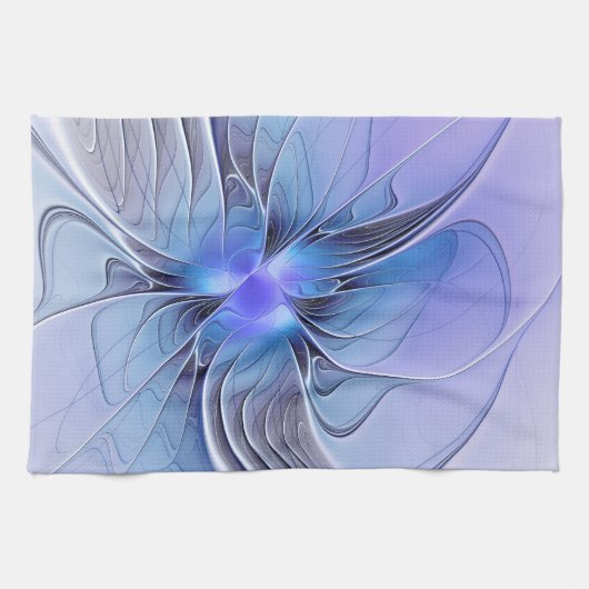 Abstract Modern Fractal Art Lavender Blue キッチンタオル (横)