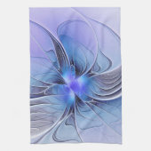 Abstract Modern Fractal Art Lavender Blue キッチンタオル (縦)