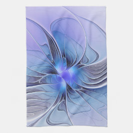 Abstract Modern Fractal Art Lavender Blue キッチンタオル