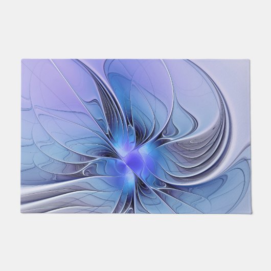 Abstract Modern Fractal Art Lavender Blue ドアマット (正面)