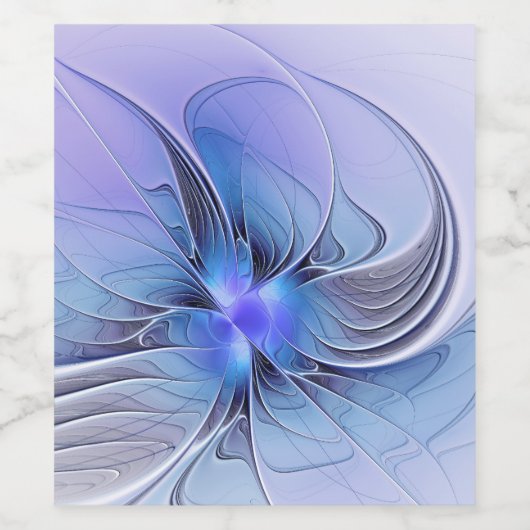 Abstract Modern Fractal Art Lavender Blue ワインラベル (シングルラベル)