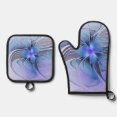 Abstract Modern Fractal Art Lavender Blue 鍋つかみ&鍋敷きセット (正面)