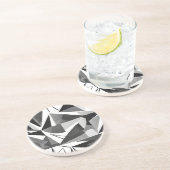 Abstract Modern Geometric Black & White Watercolor コースター (側面)