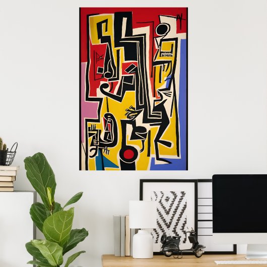 Abstract Modern Jazz Wall Art ポスター (ホームオフィス)