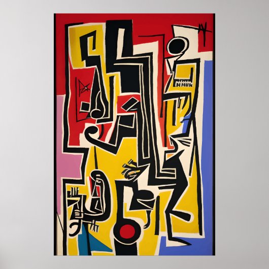 Abstract Modern Jazz Wall Art ポスター (正面)