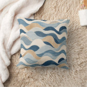 Abstract Modern Ocean Wave Pattern Coastal Blue Be クッション (ブランケット)