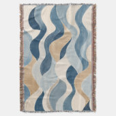 Abstract Modern Ocean Wave Pattern Coastal Blue Be スローブランケット (正面縦)