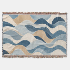 Abstract Modern Ocean Wave Pattern Coastal Blue Be スローブランケット