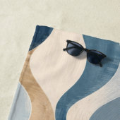 Abstract Modern Ocean Wave Pattern Coastal Blue Be ビーチタオル (インサイチュ)