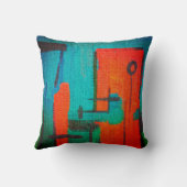 Abstract Modern Orange Blue Green Black Denim クッション (裏面)